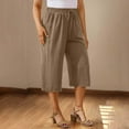 thumbnail image 6 of BILIKEYU Cotton Linen Pants for Women 2025 Wide Leg Cropped Trousers Drawstring Elastic Waist Summer Beach Pant Outfits,Sleeveless Rompers for Women, 6 of 7