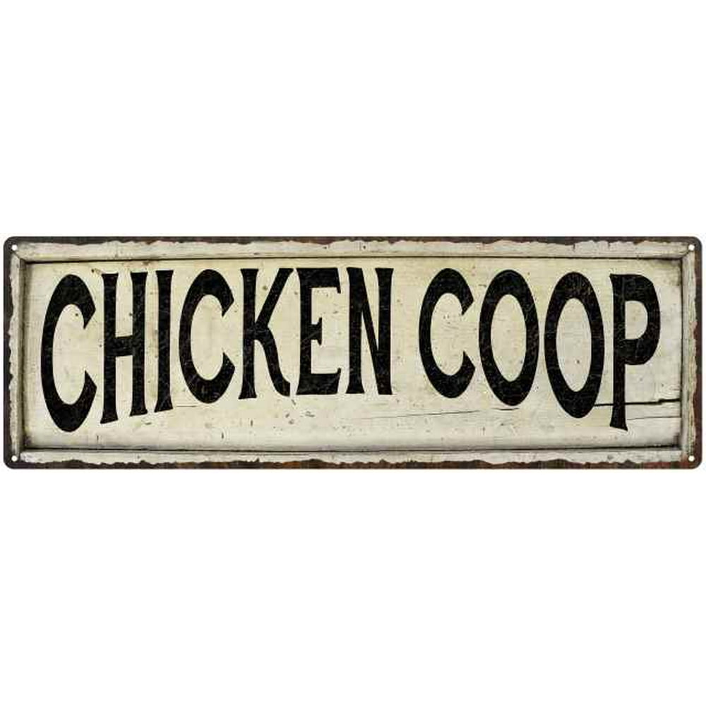 CHICKEN COOP Farmhouse Style Wood Look Sign Gift 8x24 Metal Decor