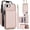Rosegold, variant on For iPhone 16e Phone Case Wallet Card Holder,RFID Blocking PU Leather Back Magnetic Flip Kickstand Folio Case Wrist Lanyard & Crossbody Strap Protective Women Girls Cover,Red