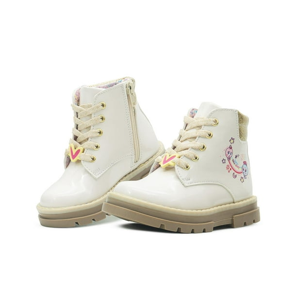 Botas Botines Distroller Niña Invierno Charol Hueso 12-14 beige