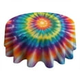 thumbnail image 4 of Rainbow Tie Dye Mandala Pattern Round Tablecloth 60"x60",Wrinkle Wipeable Table Cloth for Kitchen Dining Room Picnic Patio Party, 4 of 6