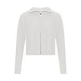 thumbnail image 4 of XPMWRP Women's Zip Up Cardigan Cropped Turtleneck Sweater Long Sleeve Ribbed Knit Open Front Collared Jackets White XL, 4 of 8