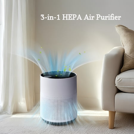 3-in-1 Negative Ion Air Purifier, Triple-layer HEPA Filter, USB Powered, Touch Control & 3 Wind Speeds, Max 46dB Low Noise, Effectively Removes Dust & Pollutants, for Bedroom, Office and Bathroom