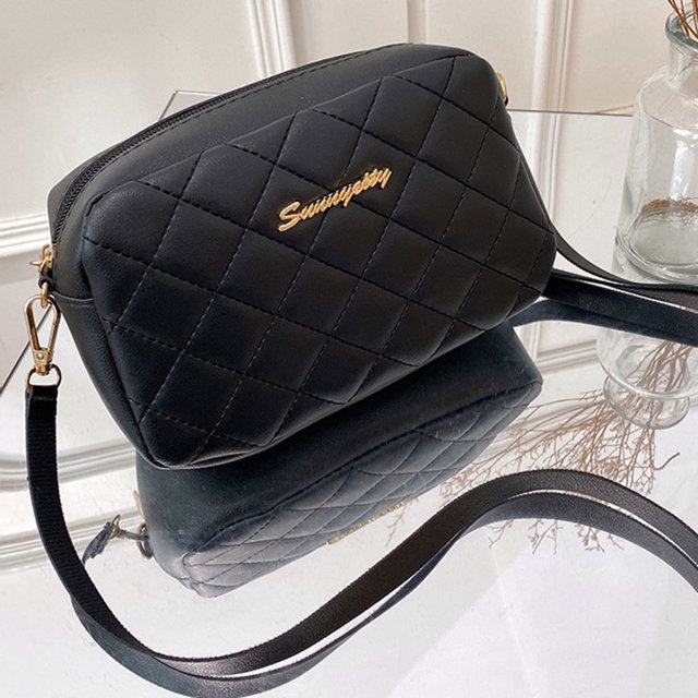 Bolso bandolera bordado para mujer, bandolera de hombro con entramado de PU (negro) Sywqhk Para Estrenar