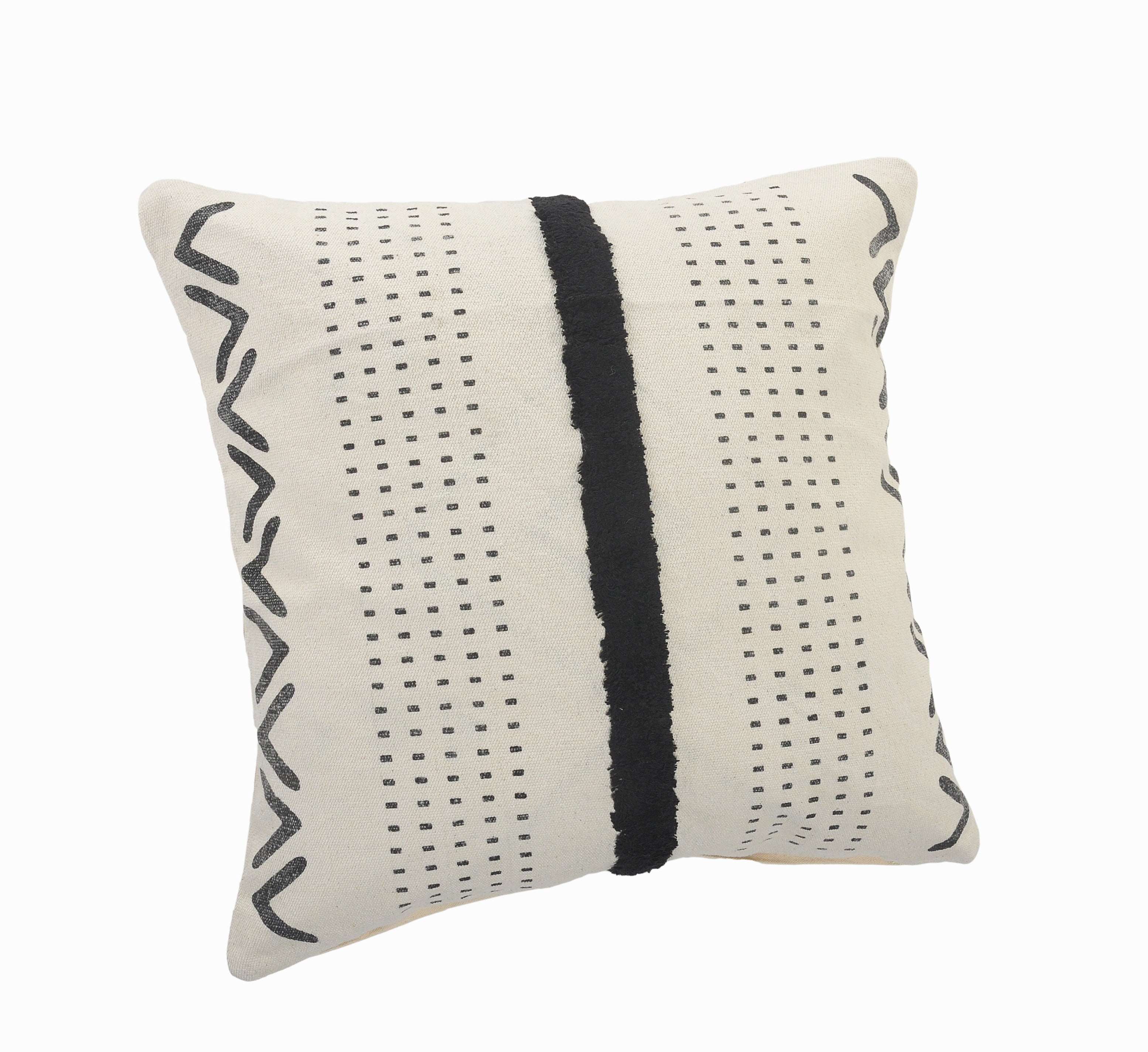 LR Home Alison Tribal Contemporary Cotton Throw Pillows, Natural/Black, 20" x 20", Set of 2