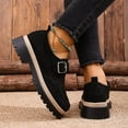thumbnail image 5 of Rokment Buckles Platform Oxfords Slip on Penny Loafers for Women 2026 Spring Fall Vintage Casual Suede Chunky Mid Heel Walking Dressy Shoes Black Size 6.5, 5 of 7