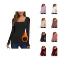 thumbnail image 1 of Chandails à Manches Longues pour Femmes 2026 Automne Hiver Uni à Encolure Carrée Coupe Ajustée Respirant sous-Vêtement T-Shirt, 1 of 8