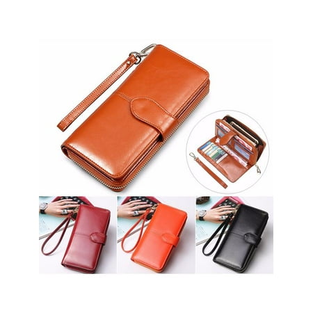 - New PU Leather Wallets For Women Long Card Holder Zipper Clutch Phone Purse