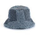 thumbnail image 6 of CoCopeaunts Splicing Color Bucket Hat Women Fashion Trend Fisherman Hat Lambswool Personality Versatile Winter Warm Basin Cap, 6 of 8