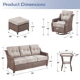thumbnail image 2 of Gymojoy Brown 6 Pieces Wicker Patio Furniture Set Outdoor Conversation Set, All Weather PE Rattan Sectional Sofa Couch with Ottoman and 6 inch Cushions, 2 of 13