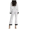 thumbnail image 3 of Azrian Womens Pajamas,Women Casual Printed V-Neck Long Sleeve Tops and Long Pants Pajamas Suit L Size,White on, 3 of 3