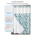 thumbnail image 4 of No Hook Shower Curtain with Snap-in Liner, Blue Starfish Anchor Waterproof Fabric Bathroom Curtains, Summer Coastal Teal Waves Stripe Bath Curtains & Mesh Top Window 72"x84" Long, 4 of 9