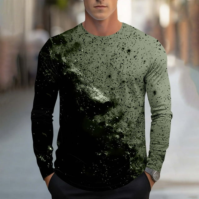 Blusas y camisas de manga larga con cuello redondo, moda casual para hombre, estampado deportivo, blusas de manga larga con cuello redondo, camisas para hombre, blusa de poliéster