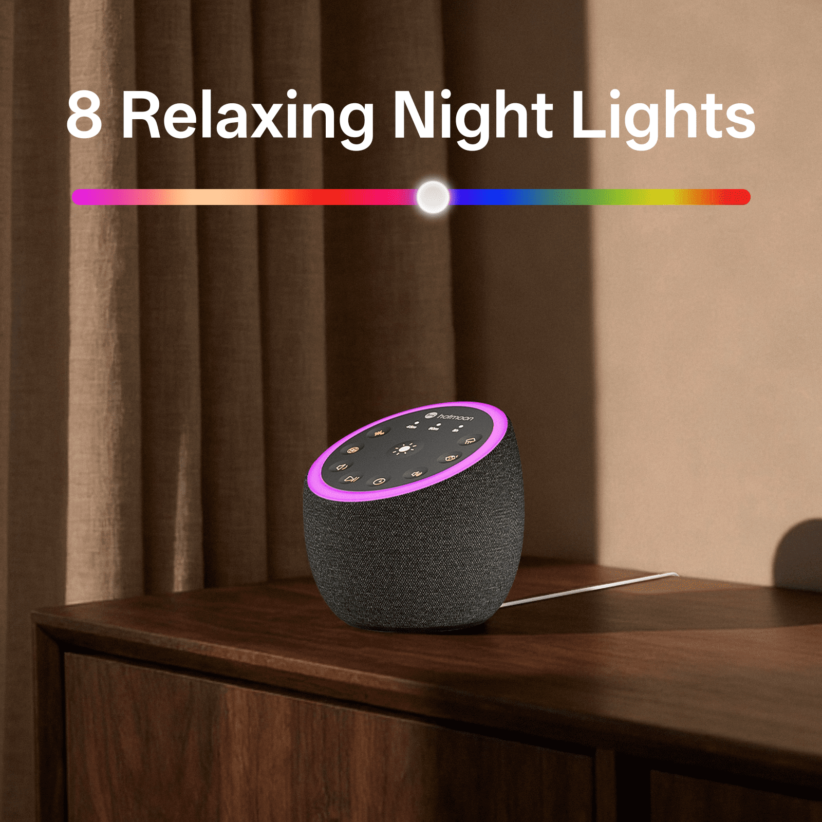 Hotmoon Cocoon 2 White Noise Sound Machine, 40 Soothing Sounds, Dual Speaker, Noise Maker for Sleep, Yoga, Meditation, Plug in, Black