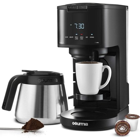 Single Serve + 12 Cup Drip Coffee Maker with Thermal Carafe, Programmable Brewing Machine, Removable Water Reservoir, Easy-to-Use Coffee Pot, Ideal for K-Cup Pods & Ground Coffee