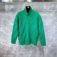 thumbnail image 3 of Suéteres de punto verdes para hombre, ropa de cuello alto negra, cárdigan de cuello alto, tendencia 2024, estilo coreano, camiseta de otoño AX, 3 of 4