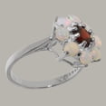 thumbnail image 3 of LBG British Made 14k White Gold Real Genuine Garnet & Opal Womens Statement Ring - 33 size options - Size 8.25, 3 of 6