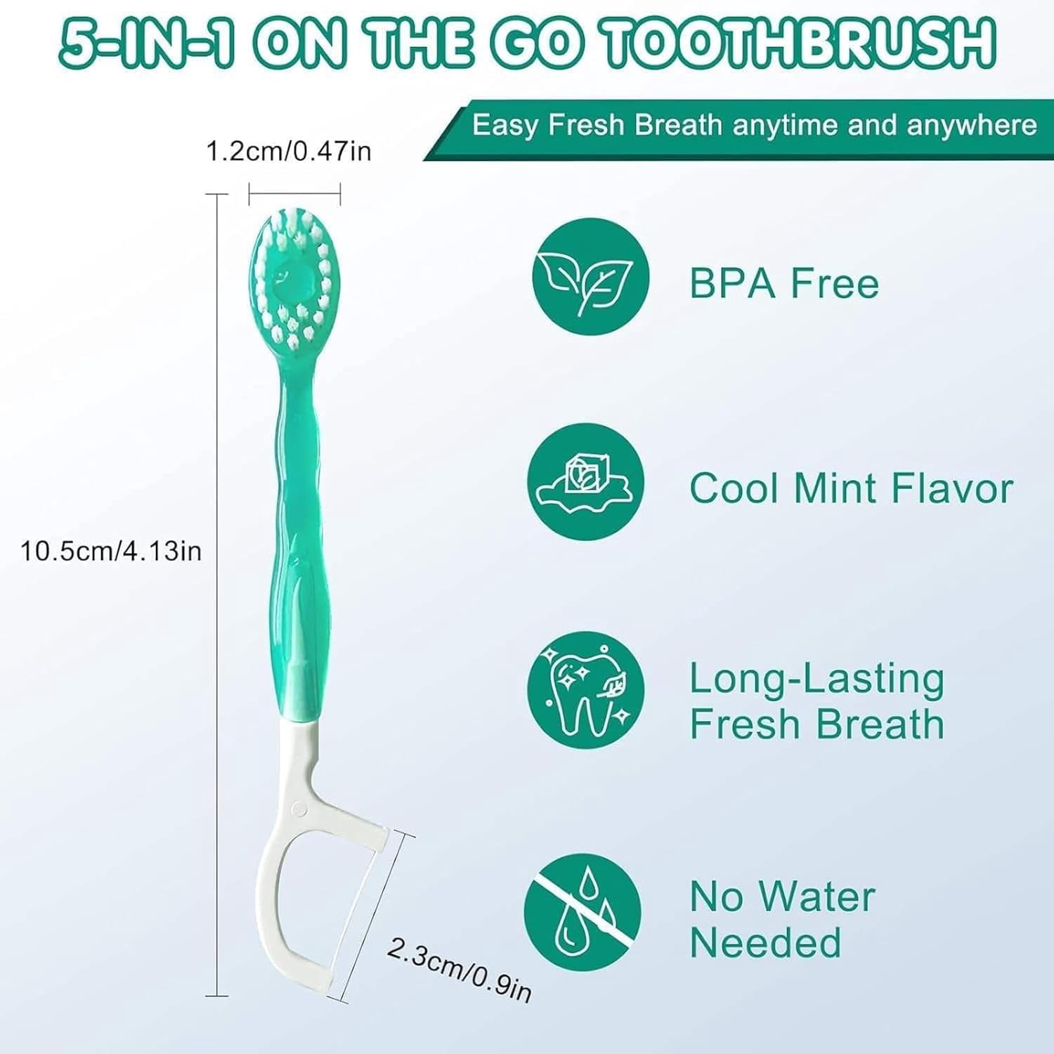 5-in-1 Mini Toothbrush & Floss,On The Go Toothbrush Disposable, Floss & Tongue Scraper & Toothpick Set, Portable Oral Care for Travel Work