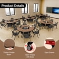 thumbnail image 5 of 6PCS Folding Sector-shaped Conference Table with Wheels dia 70.9in Walnut, Foldable Mobile Training Tables for Office Classroom (HTSX ), 5 of 7