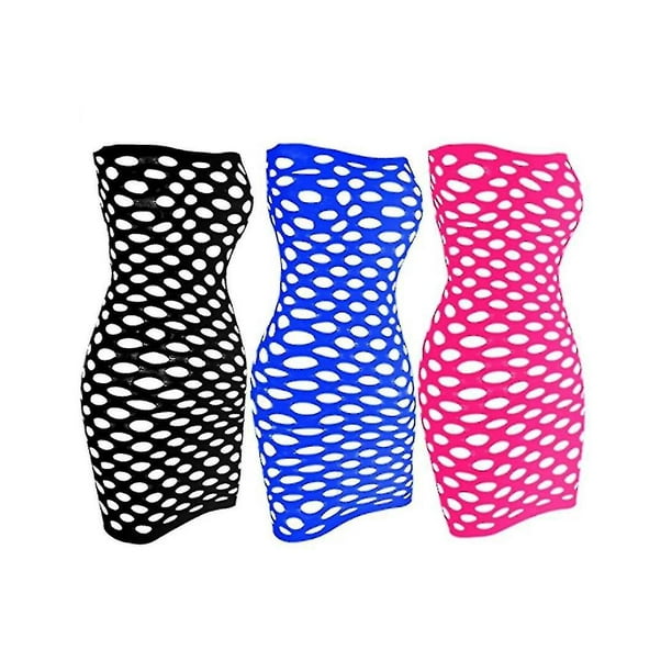 3Pcs Mesh Lingerie Dress Fishnet Tube Dress Babydoll Mini Dress for Women Girls Walmart