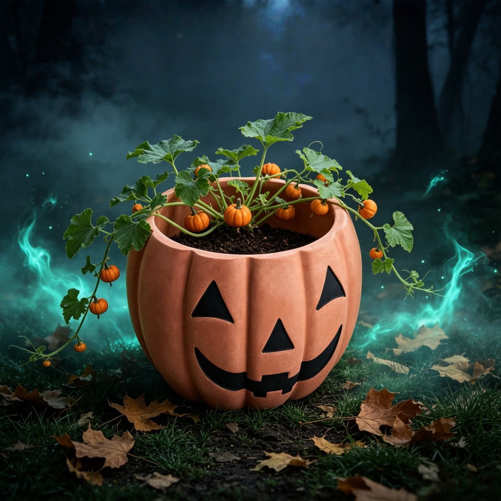 Pumpkin Shaped Planter, 5.91-Inch Small Decorative Pot for Indoor Outdoor Fall Plants, Halloween Porch, Tabletop and Garden Decor