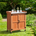 thumbnail image 3 of Renwick Garden Potting Bench Table with Cabinet, Brown, 3 of 10