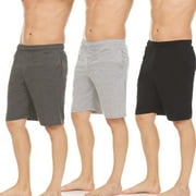 Essential Elements 3 Pack: Mens Cotton Sleep Shorts - 100% Cotton Jersey Lounge Casual Sleep Bottoms PJ Pajama Shorts