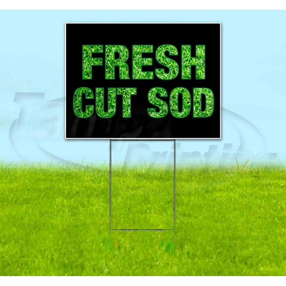 Fresh Cut Sod (18" x 24") Yard Sign, Includes Metal Step Stake