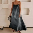 thumbnail image 5 of Vestido largo de moda para mujer con ribete en contraste, tirantes finos, trajes para viajes, Halloween, vestidos largos estampados, vestidos largos sin mangas, 5 of 5