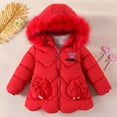 thumbnail image 2 of ZACPNCV Parkas for Girl's Winter Coat Jacket Hooded Kids Toddler Solid Color Parka Outwear Warm Cotton Puffer Hooded Jacket Red, 2 of 5