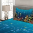 thumbnail image 2 of Ambesonne Under the Sea Quilted Coverlet 3 Pcs, Coral Reef Fishes, King Size, Multicolor, 2 of 4