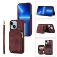 thumbnail image 1 of ELEHOLD for iPhone 14 Plus 6.7 inch Luxury Zipper Wallet Case with Card Slots Zipper Pocket Kickstand Function Wriststrap Crossbody Shoulder Strap Shockproof Purse Case,Winered, 1 of 7