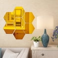 thumbnail image 4 of Pegatinas de pared de espejo Decoración de espejo hexagonal Mural acrílico hexagonal Azulejos de plástico Hogar Sala de estar Dormitorio Sofá TV Fondo Decoración de pared 12 piezas Plata, 4 of 7