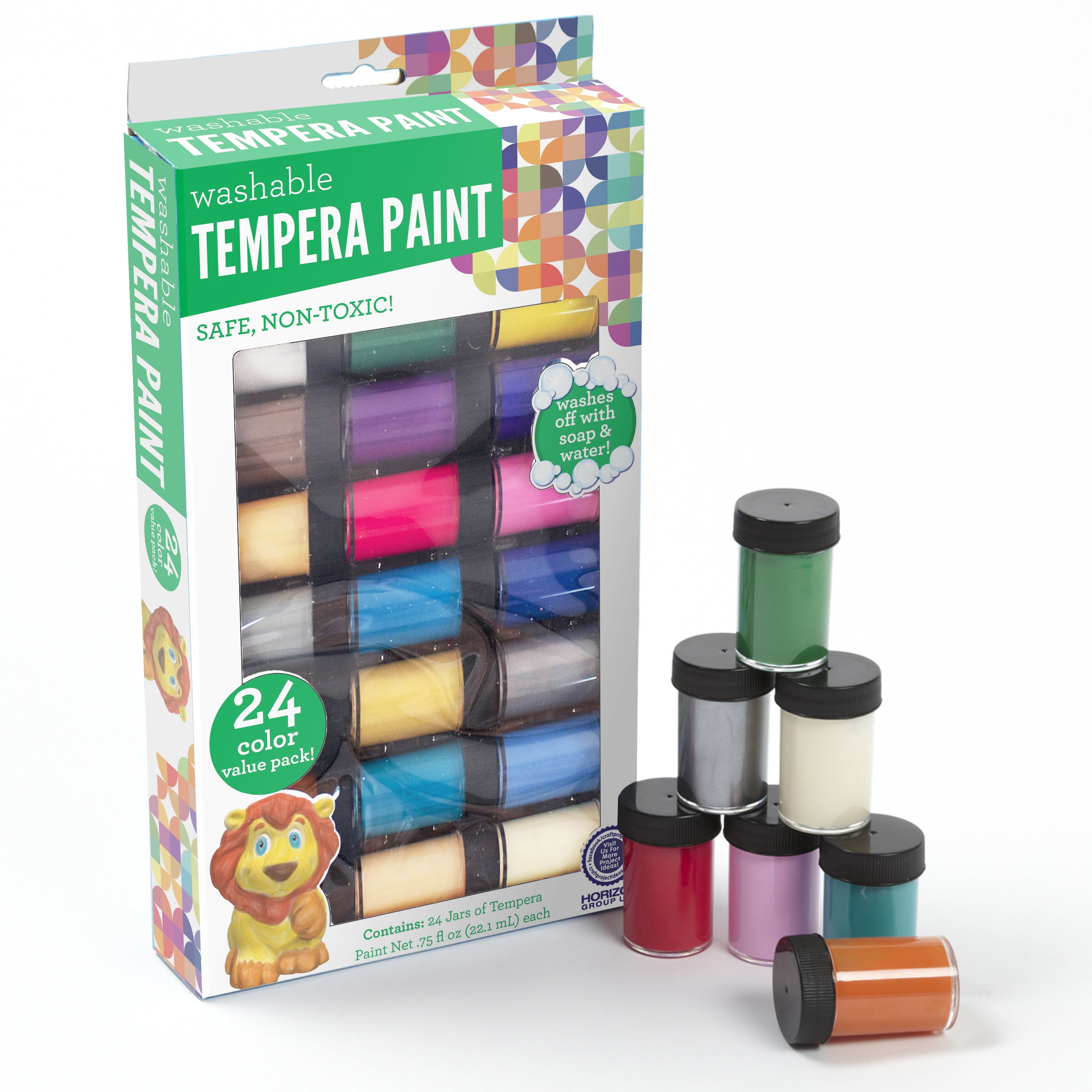 Horizon Group USA Washable Tempera Paint, 24 Count