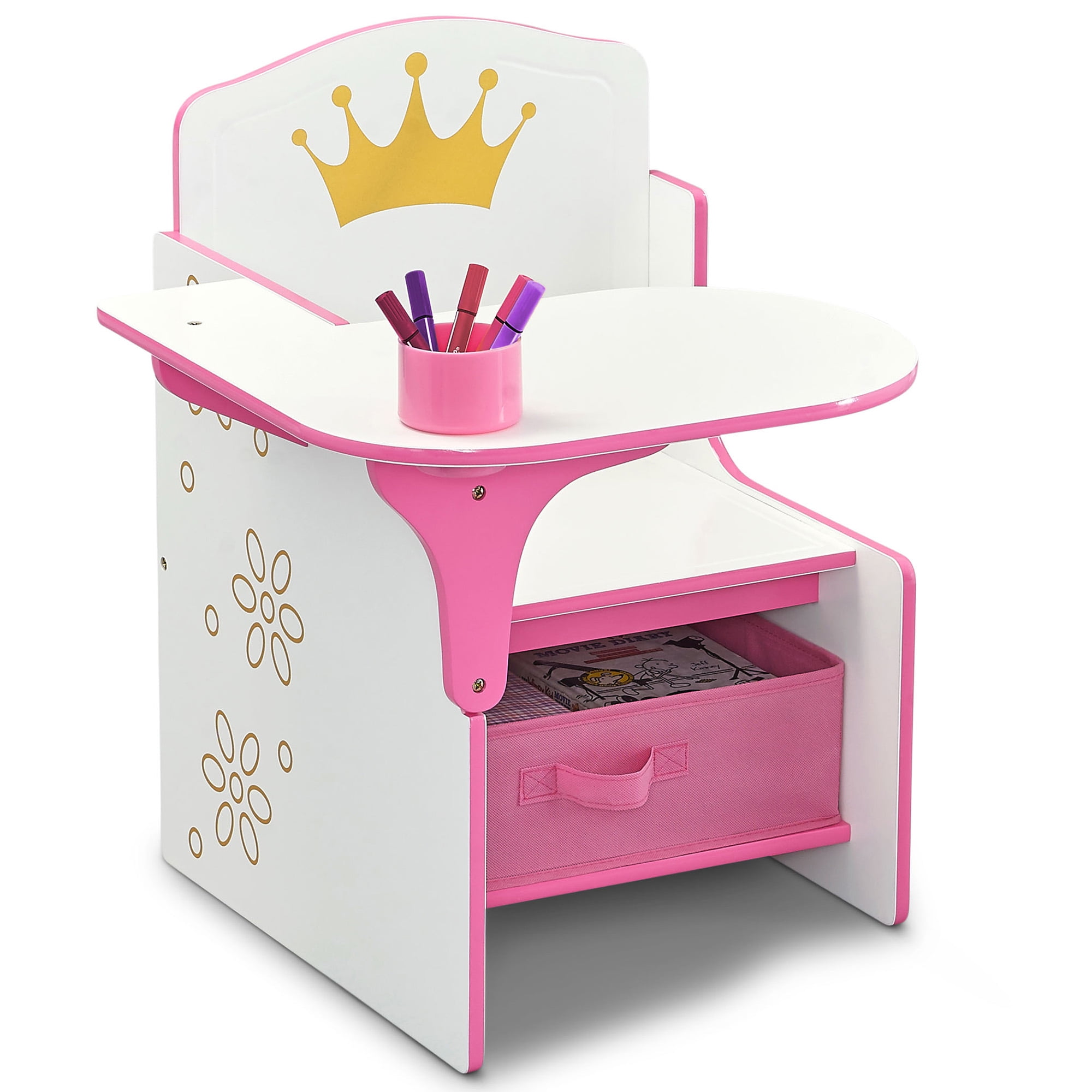 Delta Children Princess Crown Chair Desk with Storage Bin, Greenguard Gold Certified - 1