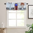 thumbnail image 7 of Puerto Rico Kitchen Curtains and Valances Set, Flag Country Rustic Shabby Door Wall Graffiti Rod Pocket Window Valance Window Curtain Panels for Living Room Bedroom Laundry, 27.5x36in, 3 Pieces, 7 of 7