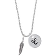 thumbnail image 1 of Delight Jewelry Silvertone 3-D Feather Silvertone Script Initial Disc - C - Charm Necklace, 20"+3", 1 of 4