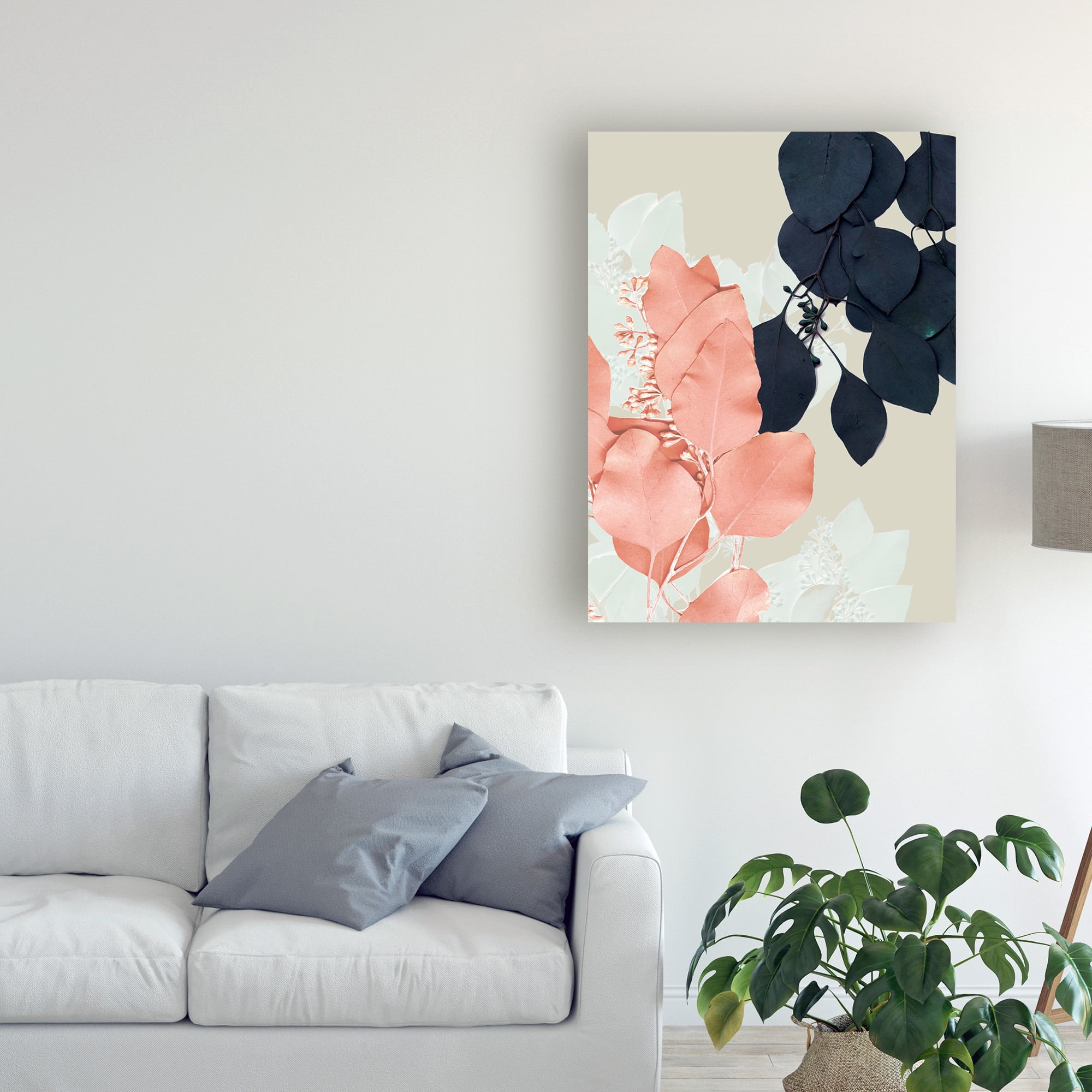 Trademark Fine Art 'Indigo And Blush Leaves IV' Canvas Art by Jennifer Goldberger