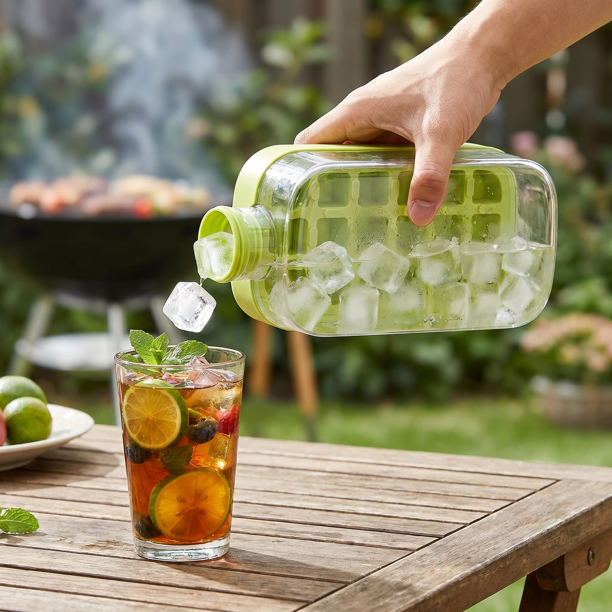 2-in-1 Press-Type Ice Cube Maker Kettle, 10.8x21.7cm Portable Ice Mold Bottle for Instant Release, Leak-Proof Cold Beverage Server for Gym, Camping & Travel