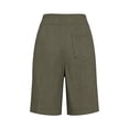 thumbnail image 5 of Only Moment Women's Casual Elastic Waist Lounge Shorts Bamboo Nodes Cotton Comfy Elastic Waist Drawstring Pocket Shorts Pants Cargo Shorts Army Green,3XL, 5 of 7