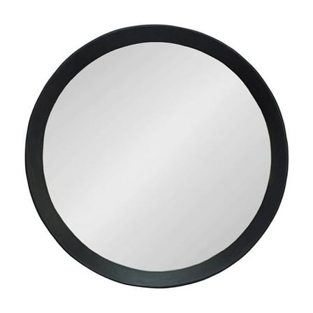 Mango Wood Round Wall Mirror - 20" Black Frame - Modern Accent Decor