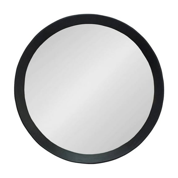 Mango Wood Round Wall Mirror - 20" Black Frame - Modern Accent Decor