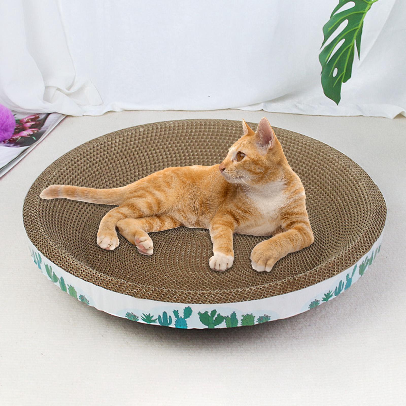 Cat Scratch Pad,Cat Scratch Pad Sleeping Bed Scratcher Bowl Nest,Cat Scratcher Cardboard Lounge Bed House Mat,Cat Scratching Board Prevents Furniture Damage,Soft Comfortable round cactus 43cm