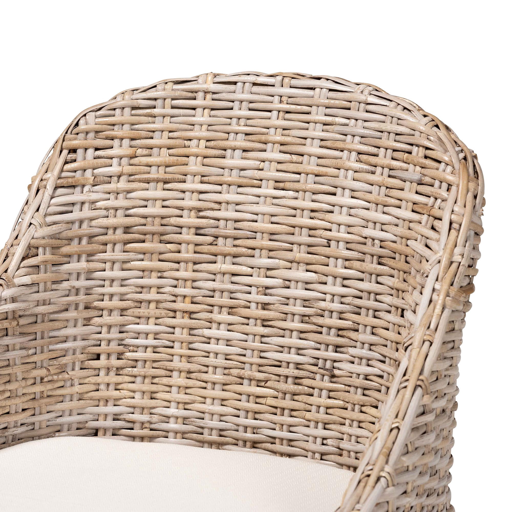 bali & pari Lara Boho Dining Chair, Handwoven Natural Kubu Rattan, Grey