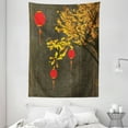 thumbnail image 1 of Lantern Tapestry, Fall Tree Scarlet Lanterns Dramatic Shaded Vintage Inspired Seasonal Design, Wall Hanging for Bedroom Living Room Dorm Decor, 60W X 80L Inches, Red Orange Brown, by Ambesonne, 1 of 2