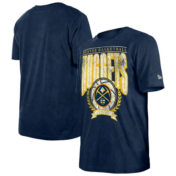Men's New Era Navy Denver Nuggets Throwback Vintage Boxy Mineral Wash T-Shirt
