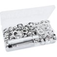 thumbnail image 1 of Kit de ojales Herramientas para ojales Juegos de ojales, 100 ojales (diámetro interior de 12 mm) Kit de ojales para lona, equipaje, cuero, libro de patrones, etiquetas, zapatos..., 1 of 8