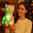 thumbnail image 5 of Colorful Glowing Alpaca & Rabbit Stuffed Dolls - Light-Up Plush Toys, Cute Animal-Themed Gifts for Holidays & Birthdays, Soft & Huggable Toys, 13.77in/35cm, A, 5 of 8