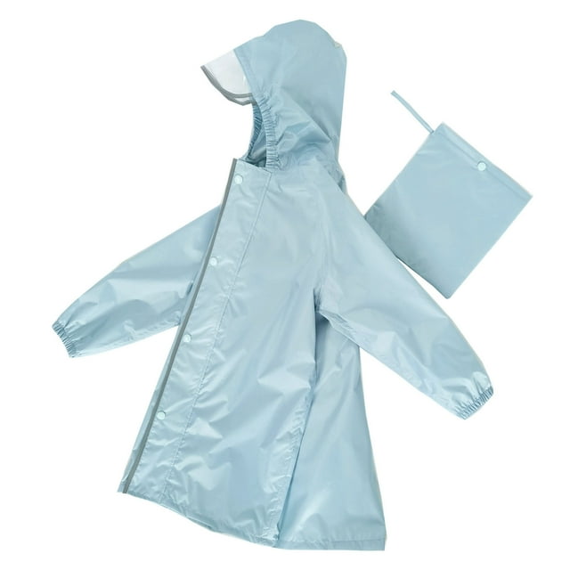 MIASHUI Poncho de Pluie pour Enfants Imperméable Réutilisable en EVA Manteaux de Pluie pour Garçons Filles, Bleu, 4-6 Ans