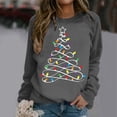 thumbnail image 2 of Women Christmas Light Tree Graphic Crewneck Sweatshirt Holiday Pullover, 2 of 4